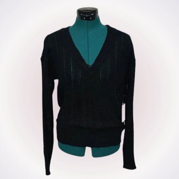 ASTR Black Open Knit Cross Front Sweater | Sz M, NWT - Picture 1 of 7